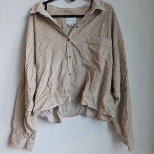 Button down cropped long sleeve